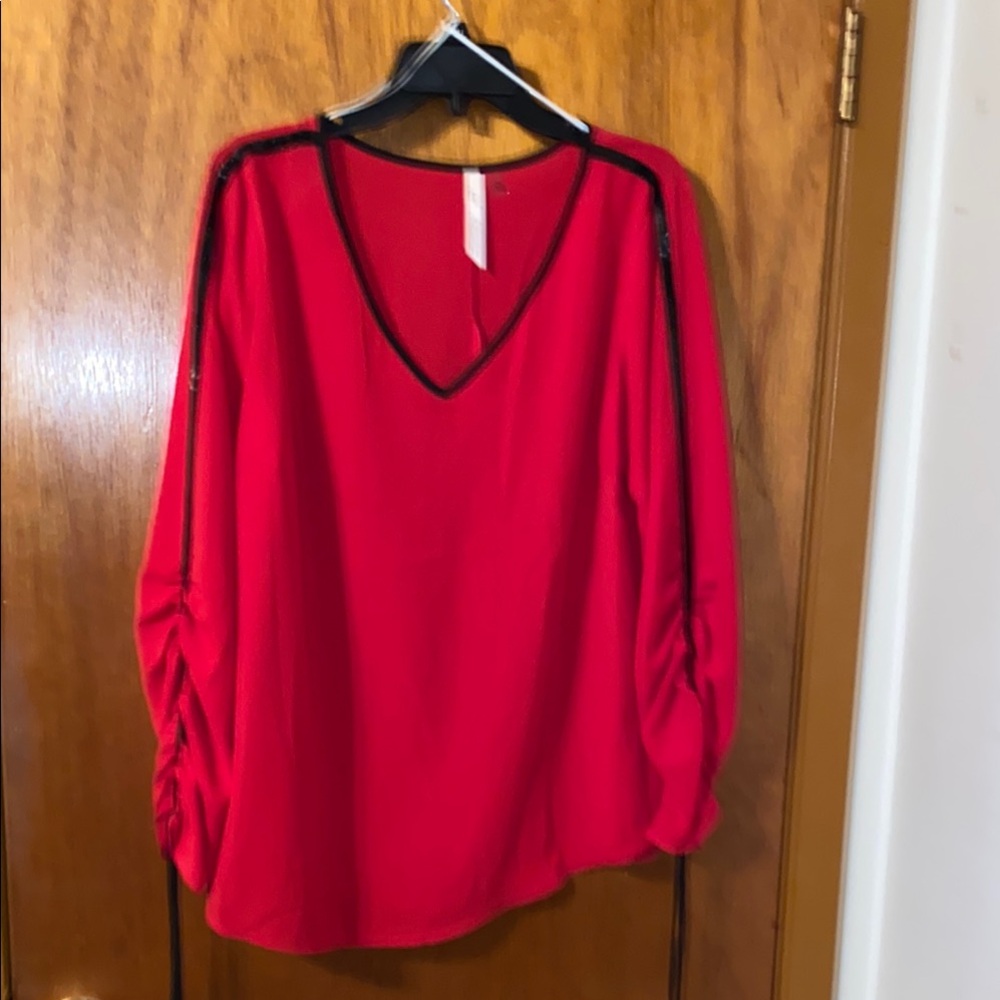 Elegant Red V-Neck Women's Top